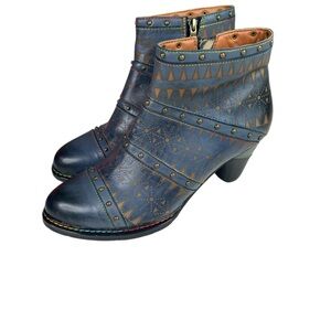 L'Artiste Women's Niobe Leather Ankle Booties Boots Size 39 Navy